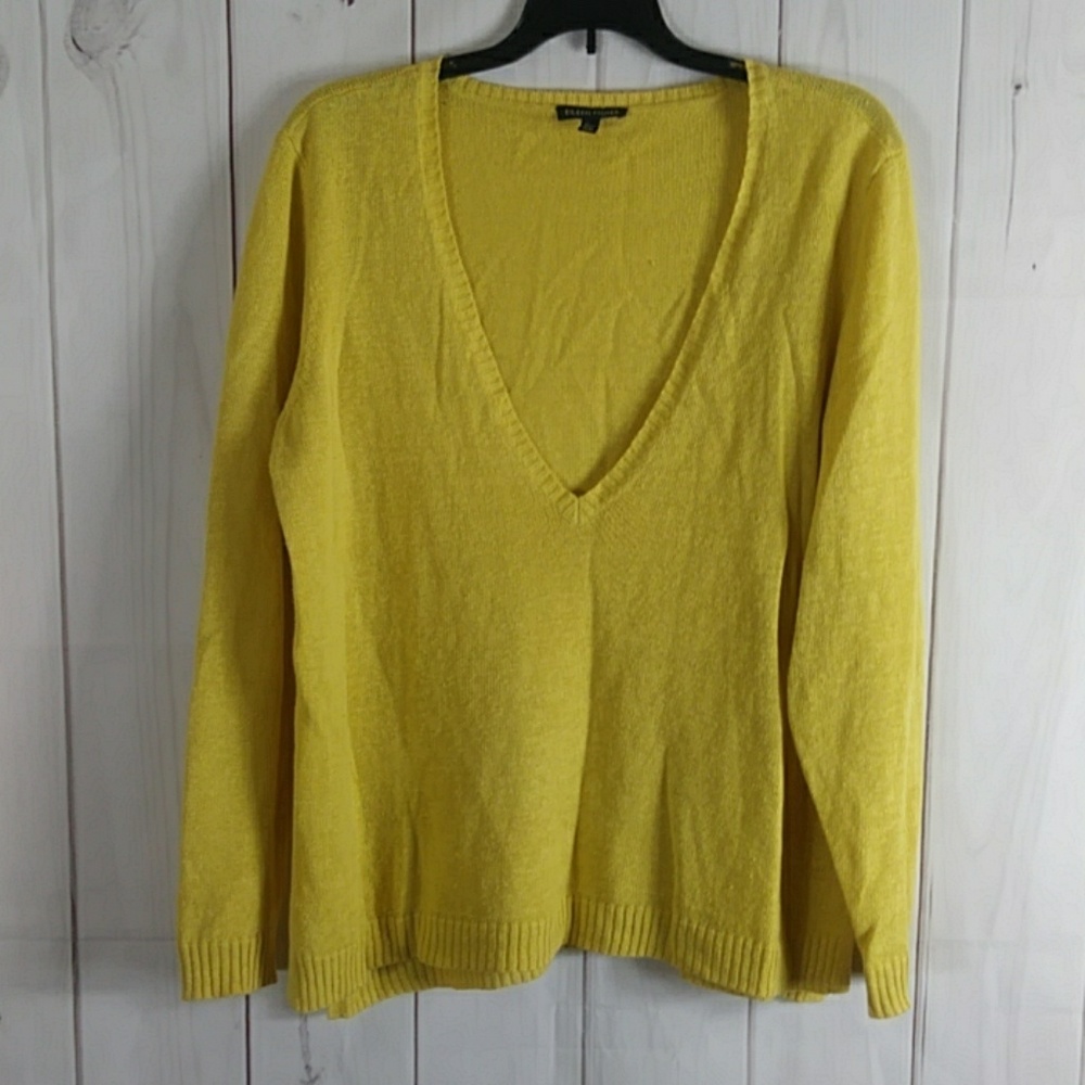 Eileen Fisher organic linen sweater yellow medium